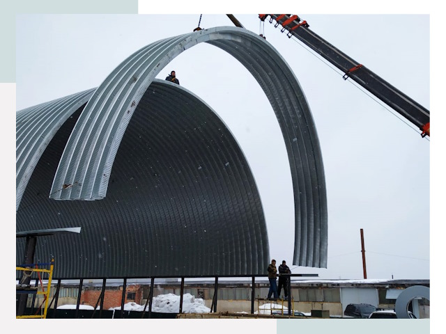 Полукруглые ангары в Протвино